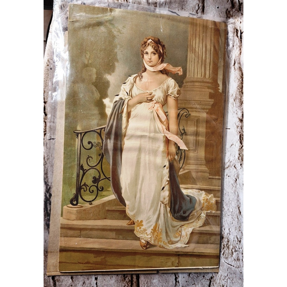 Antigue Chromolithograph of Queen Louise of Prussia .